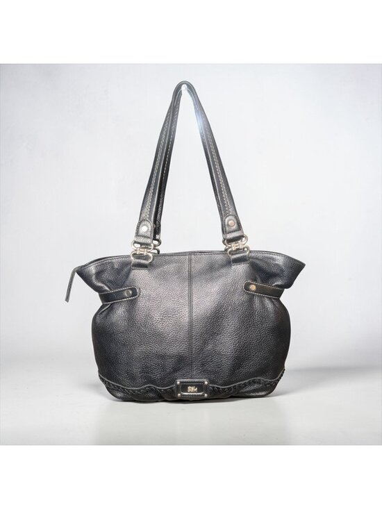 The Sak Handbags - The Sak Torrance Tote Black Pebbled Leather Shoulder Bag Double Handles Zip Top